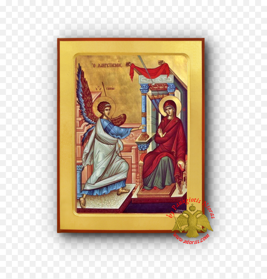 The Annunciation Salutation Byzantine Wooden Icon Theotokos - Annunciation Icon Orthodox Png,Mary Magdalene Icon