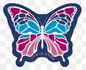 Sale Butterfly Small Die Cut Decal Life Is Good Official Site - Life Is Good Butterfly Shirt Png,Butterfly Icon Vector