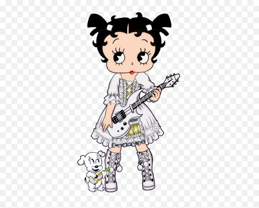 Boop And Pudgy Playing Guitar Betty - Little Betty Boop Png,Cartoon Guitar Png