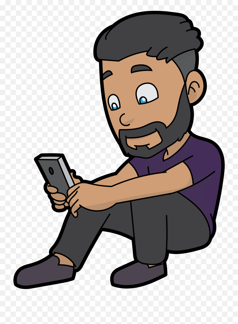 File Cartoon Man Using His Smartphone - Using Phone Cartoon Png,Cartoon  Phone Png - free transparent png images 