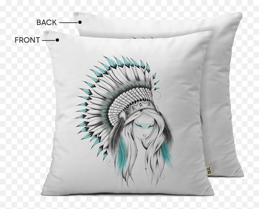 Dailyobjects Indian Headdress 12 Cushion Cover Two Sided Print With - India With Headdress Drawing Png,Headdress Png
