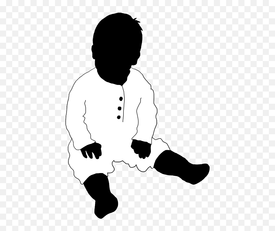 Baby Sitting Silhouette Black White - Child High Baby Sitting Png White,Child Silhouette Png