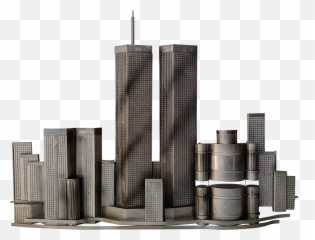 Twin Towers Metal Wall Sculpture - Block png