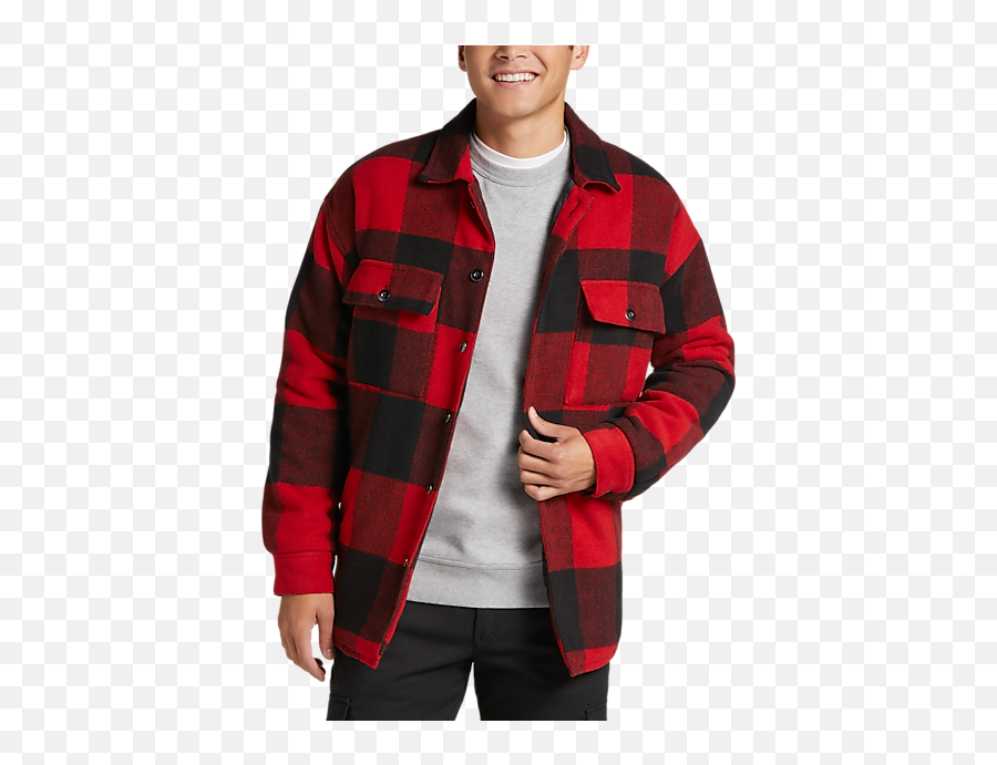 Pronto Uomo Classic Fit Shirt Jacket Red Buffalo Plaid - Buffalo Plaid Red Shirt Men Png,Coach Icon Long Puffer