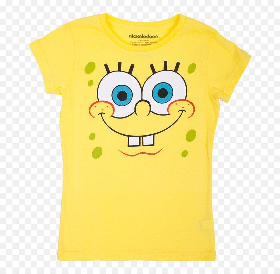 Download Spongebob Squarepants Girls Big Face Tee Yellow - Spongebob Squarepants Phone Case Png,Spongebob Face Png