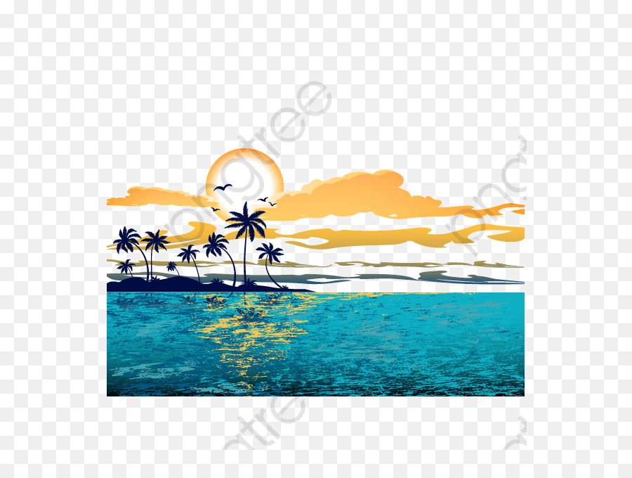Beach Sunset Png Clipart - Beach Sunset Png,Ocean Transparent Background