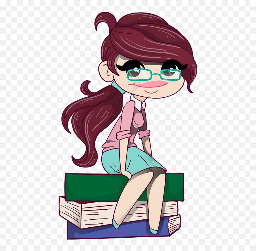 Bookworm Girl With Books Clipart Free Download Transparent - Whatsapp Cartoon  Dp For Girls Png,Books Transparent - free transparent png images -  