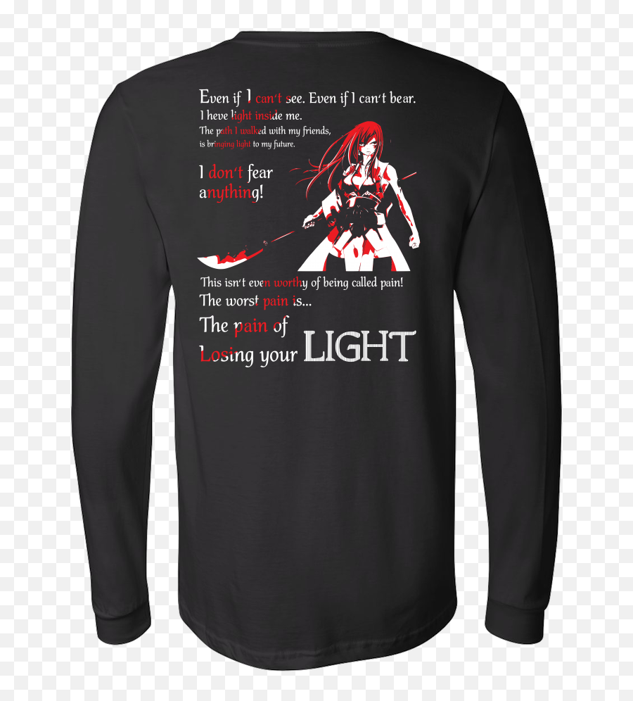 Fairy Tail - The Pain Of Losing Your Light Erza Scarlet Unisex Long Sleeve T Shirt Tl01106ls Fairy Tail Erza Png,Erza Scarlet Png