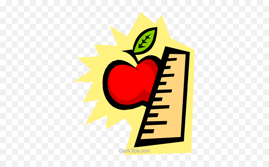 Apple With Ruler Royalty Free Vector Clip Art Illustration - Apple Pencil And Ruler Png,Ruler Clipart Png