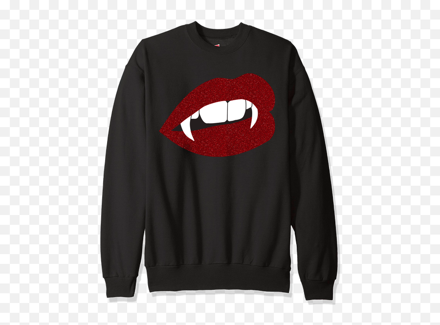 Glitter Lips Vampire Fangs Sweatshirt Png