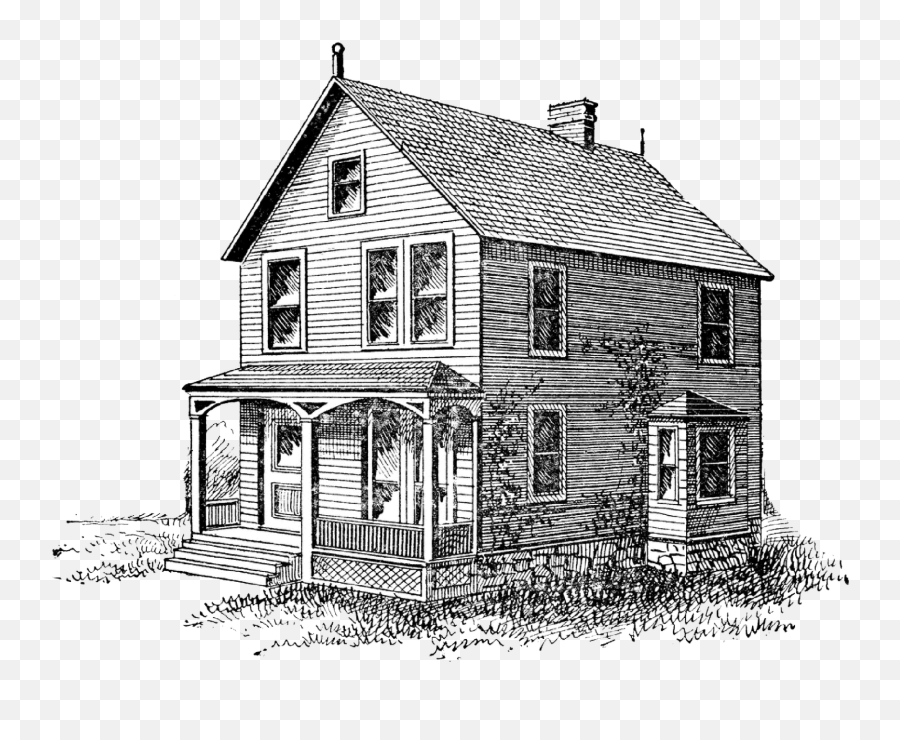 Old Two Story House Drawing Png