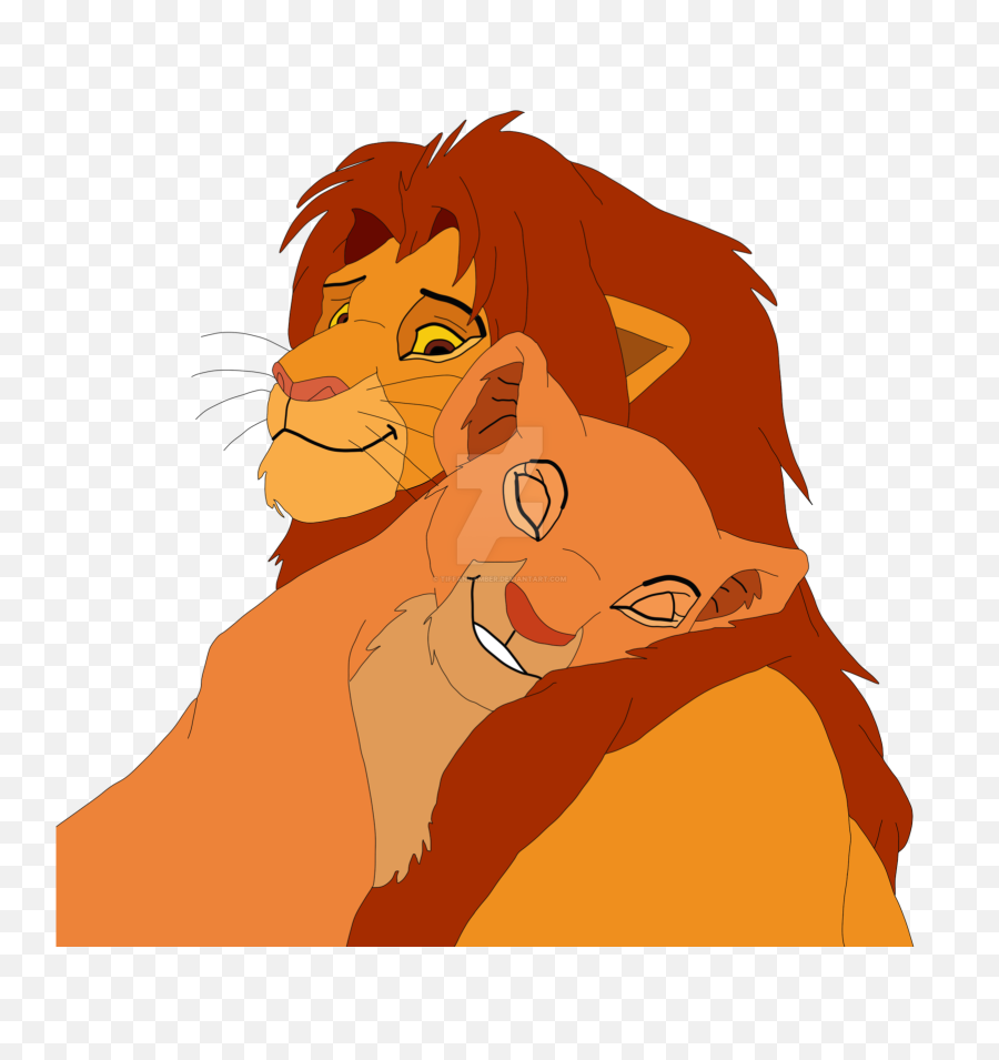 Download Hd Simba And Nala Colored - Simba And Nala Hug Lion King Drawings Simba And Nala Png,Hug Png