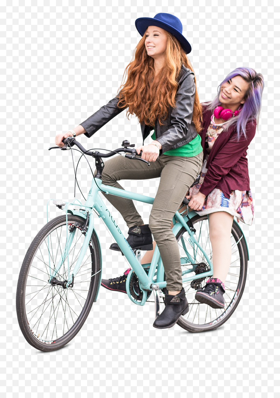 Pin - Girl With Cycle Png,People Biking Png