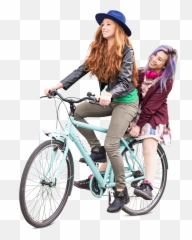 Pin - Girl With Cycle Png,People Biking Png