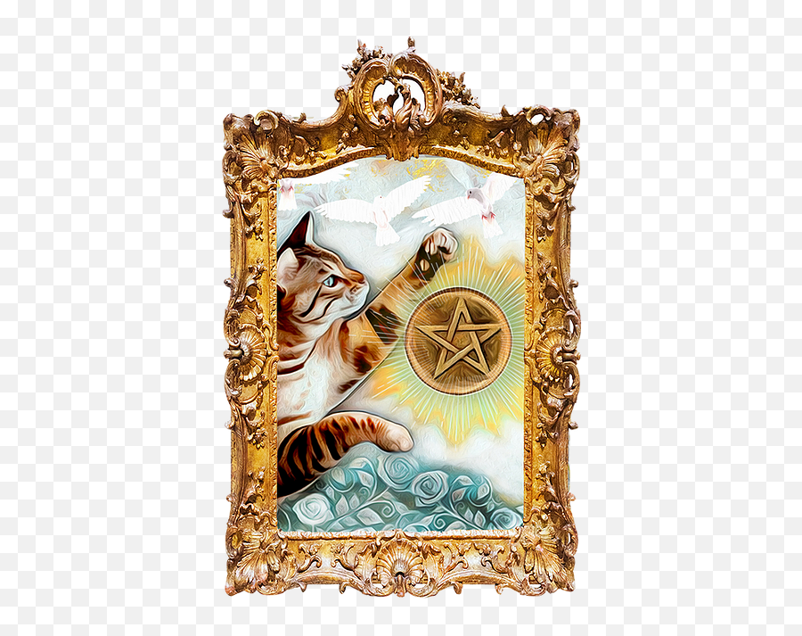 Ace Of Pentacles Grimalkin Tarot - Picture Frame Png,Pentacle Icon