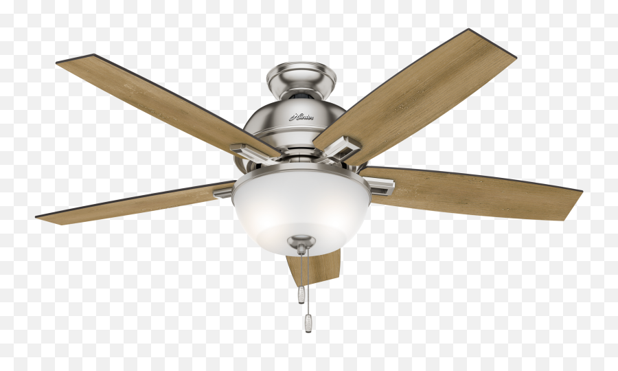 Hunter 52 Donegan Brushed Nickel Ceiling Fan With Light Kit And Pull Chain - Brushed Nickel Indoor Ceiling Fan Png,Airflow Icon 15 Extractor Fan Polished Chrome