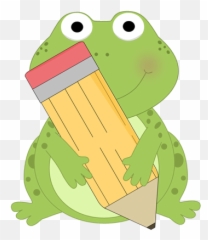 Frog School Clip Art - Frog With Pencil Clipart Png,Frog Clipart Png