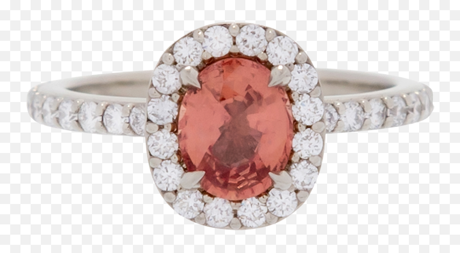 Oval Padparadscha Sapphire Ring - Ring Png,Halo Ring Png
