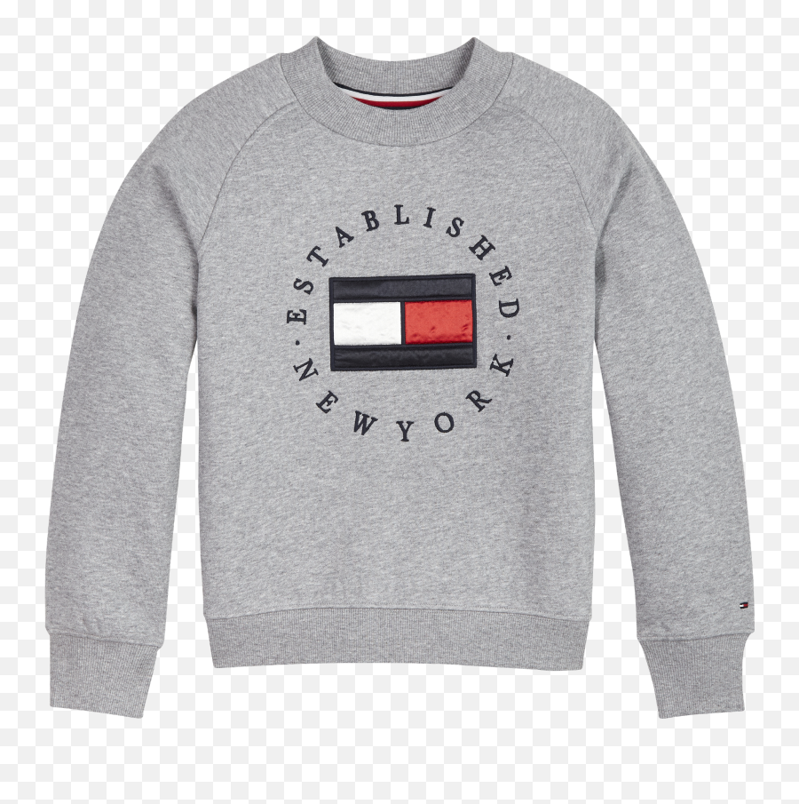 Tommy Hilfiger Kg0kg05492 Girls Heritage Logo Crew Sweatshirt Mid Grey Png