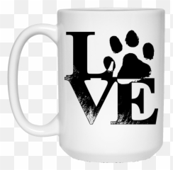 Download White Mug Paw Print Love - Clip Art png