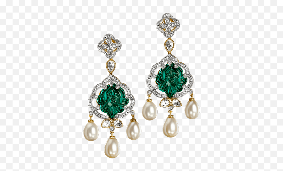 Tanishq Jewels Of Royalty Earring Emerald Pearl - Tanishq Jewels Of Royalty Png,Jewels Png