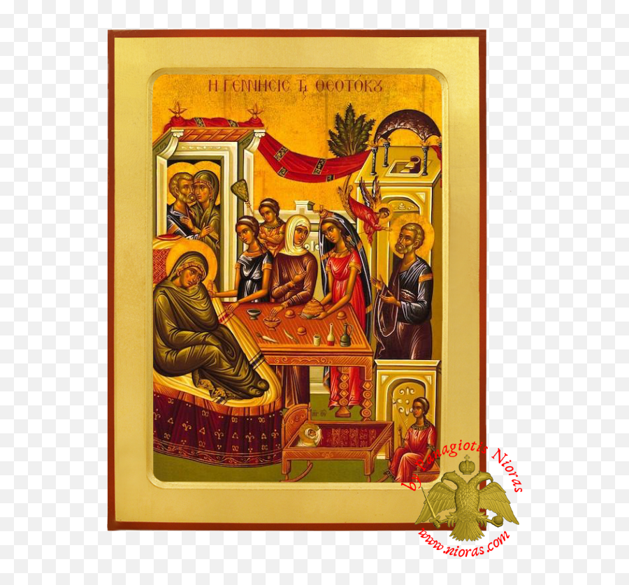Orthodox Wooden Icon Of The Nativity - Nativity Of The Theotokos Icon Png,Nativity Of The Theotokos Icon