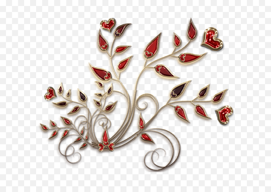 Jewelry Transparent Background - Red And Gold Flowers Transparent Background Png,Transparent Background Free