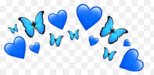 Blue Heart Butterfly Emoji Crown Hearts Butterflies Bla - Butterfly Emoji Transparent Background png