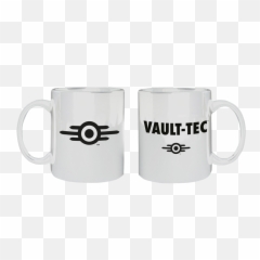 Fallout Mug Vault - Tec Logo White Coffee Cup png