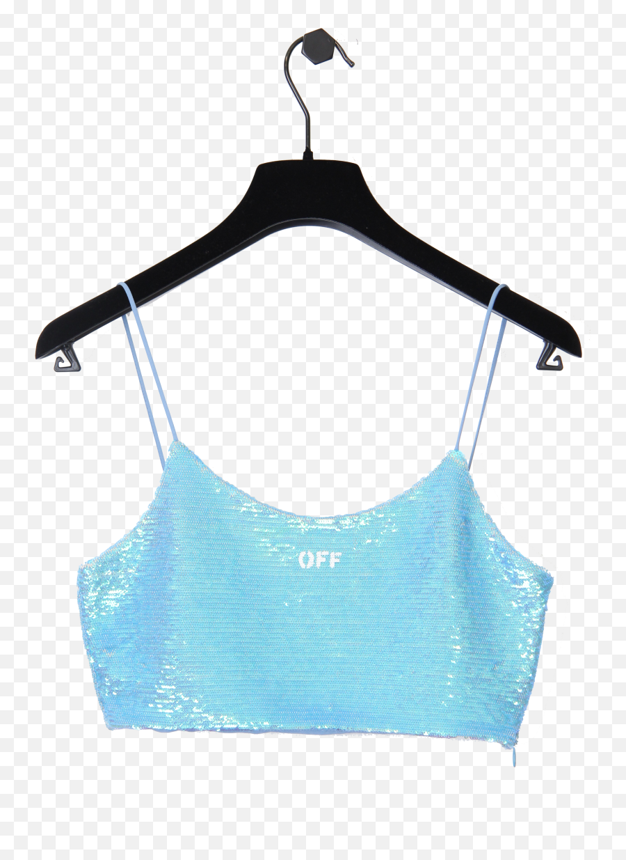 Off - White Paillettes Logo Crop Top Light Blue Png,Off White Logo Png