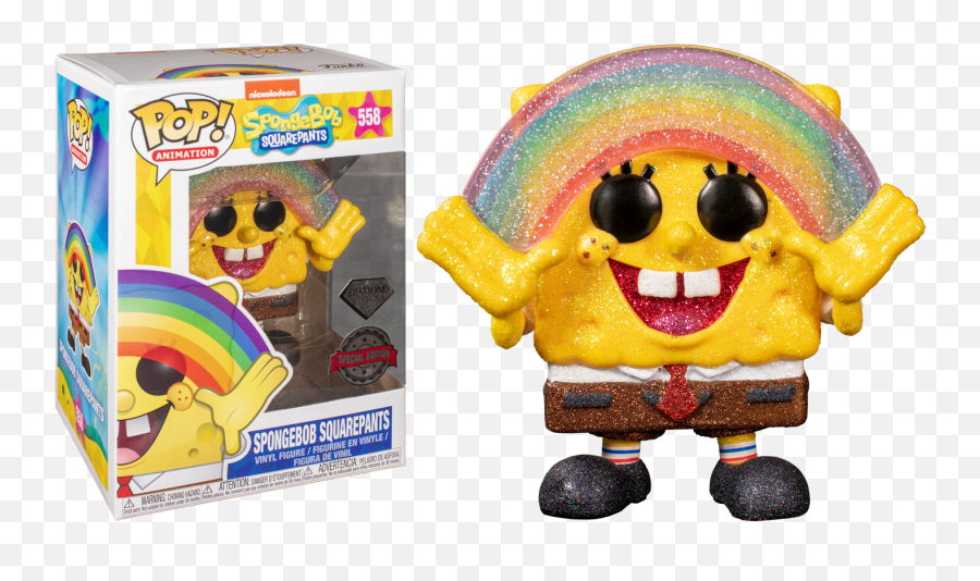 Funko Pop Spongebob Squarepants - Spongebob Squarepants With Rainbow Diamond Glitter 558 Diamond Spongebob Funko Pop Png,Spongebob Face Png