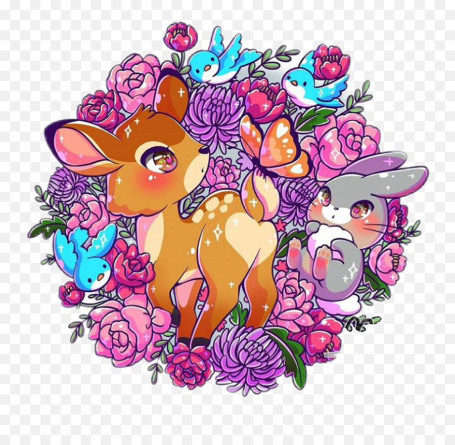 Disney Bambi Thumper Flowers Chibi - Chibi Png,Thumper Png