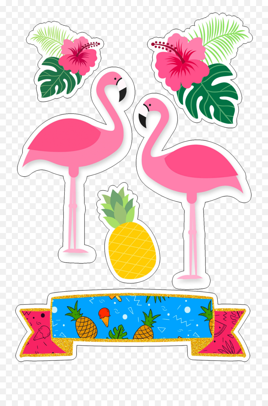 Flamingo Abacaxi Tropical Topo De Bolo - Topo Flamingo Png,Tropical Png