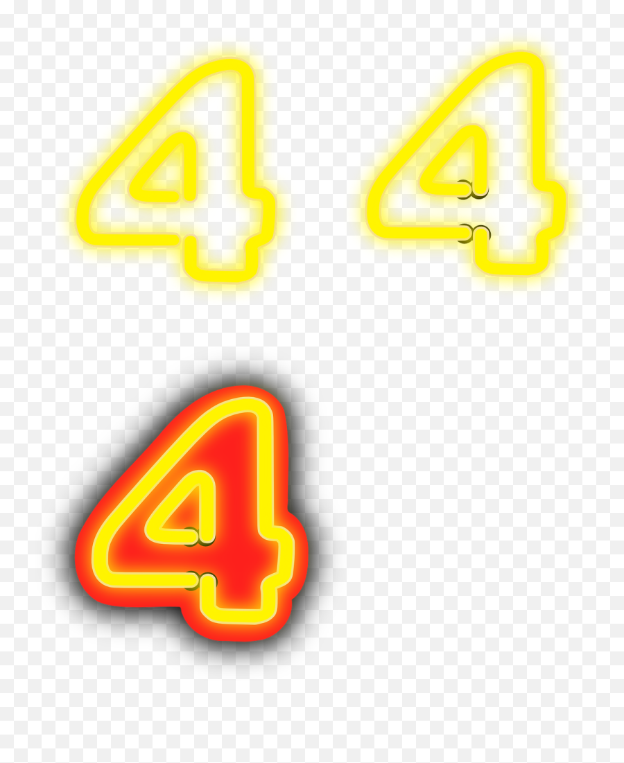 Four 4 Neon - Numeros Neon Png,Yellow Glow Png