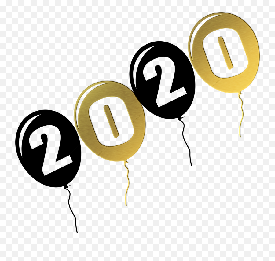 New Year Balloons 2020 Black And - Boldog Új Évet 2020 Png,Gold Balloon Png
