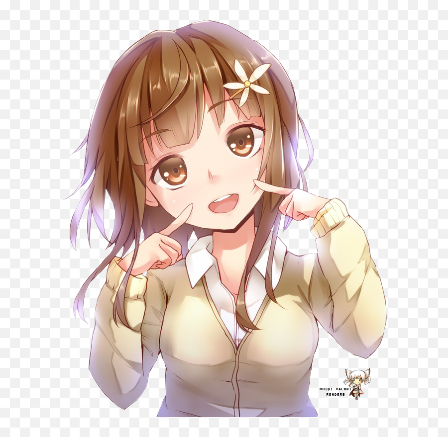 Cute Anime Girl Smiling By Mayomie - Brown Hair Anime Girl Png,Anime Smile Png