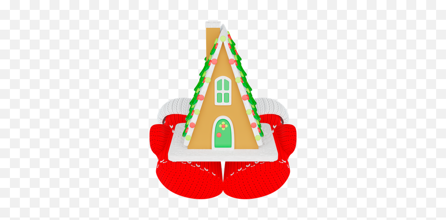 Premium Gingerbread House In Knitted Mittens 3d Illustration - Language Png,Gingerbread House Icon