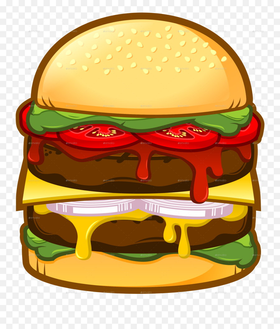 Double Patty Burger - Big Burger Clipart Png,Burger Png