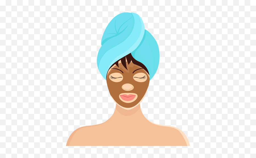 Brunette Mask Fringe Towel Illustration - Mascara Facial Em Desenho Png,Towel Png