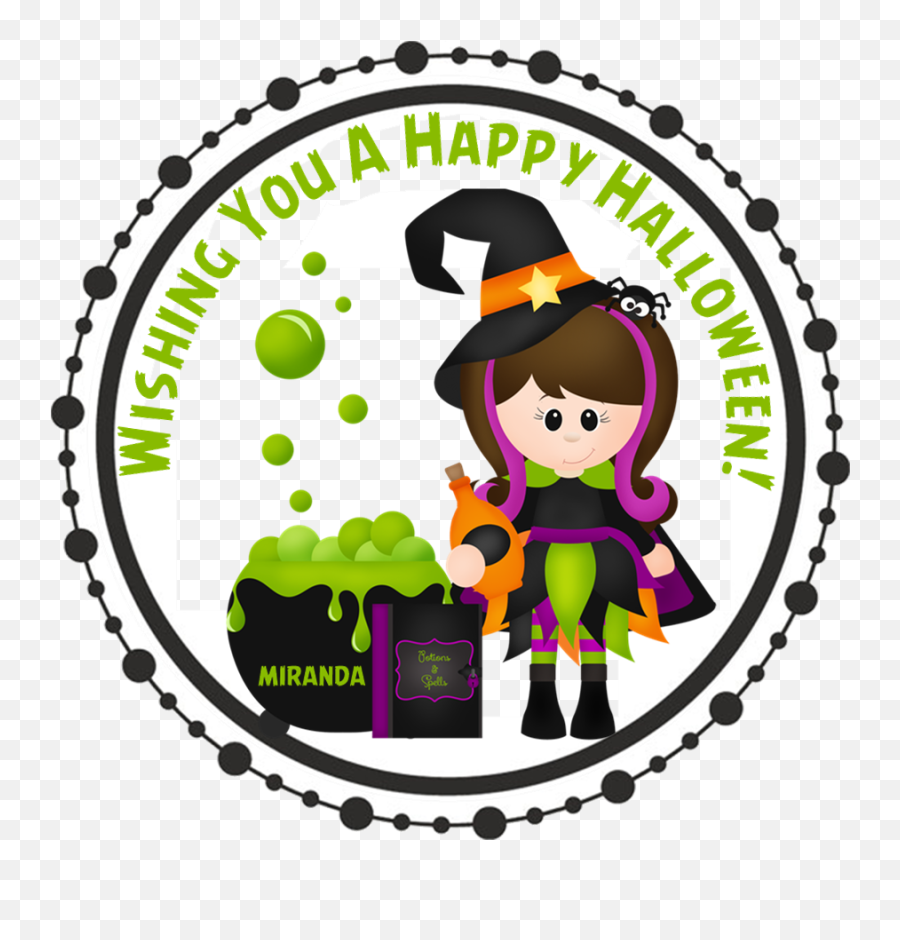 Girls Witch Halloween Stickers - Circle Design For Cricut Png,Halloween Party Png