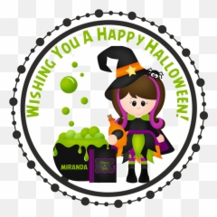 Girls Witch Halloween Stickers - Circle Design For Cricut Png,Halloween Party Png