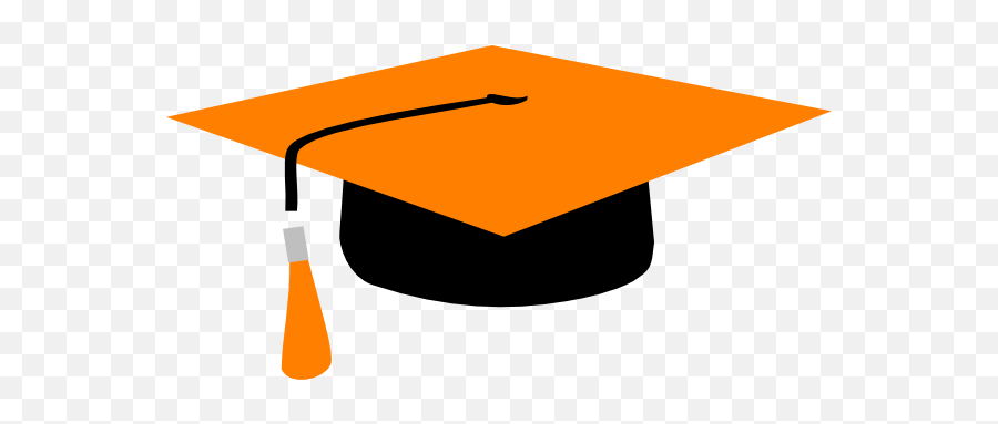 Orange Mortarboard Clip Art - Vector Clip Art Orange Graduation Cap Clipart Png,Graduation Clipart Png