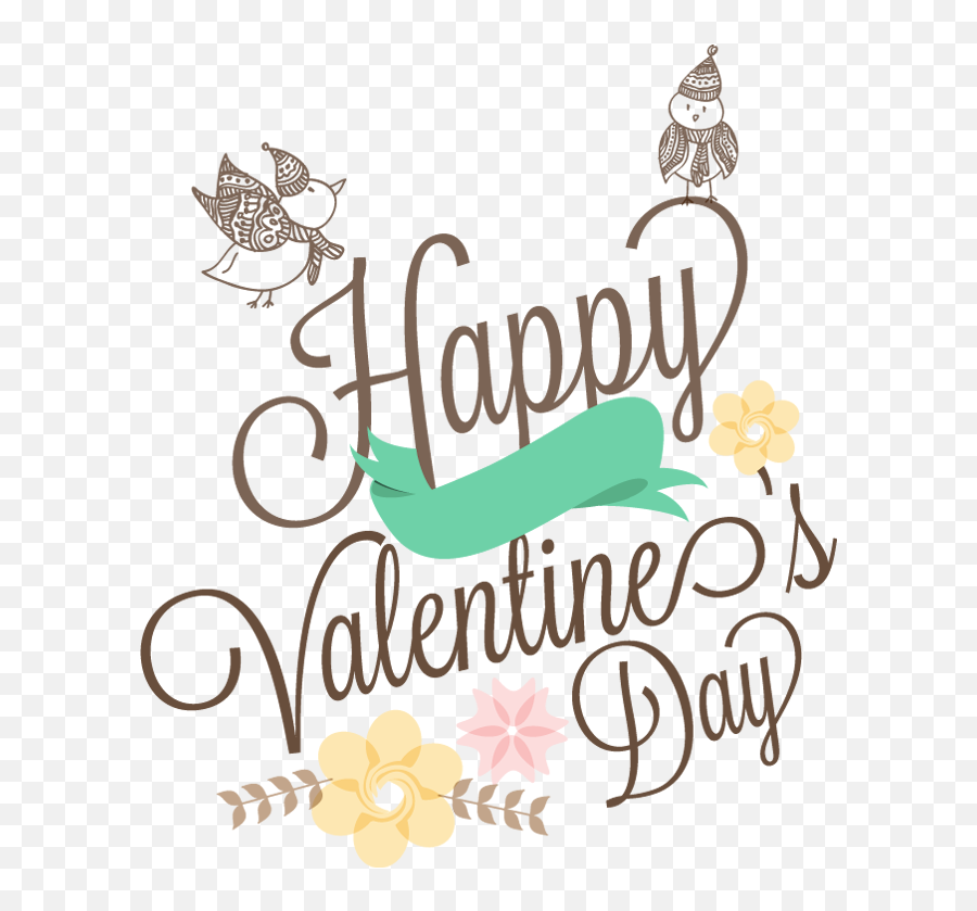 Love Birds Couple With Text Happy Valentineu0027s Day Free - Happy Valentines Day Birds Png,Love Birds Png