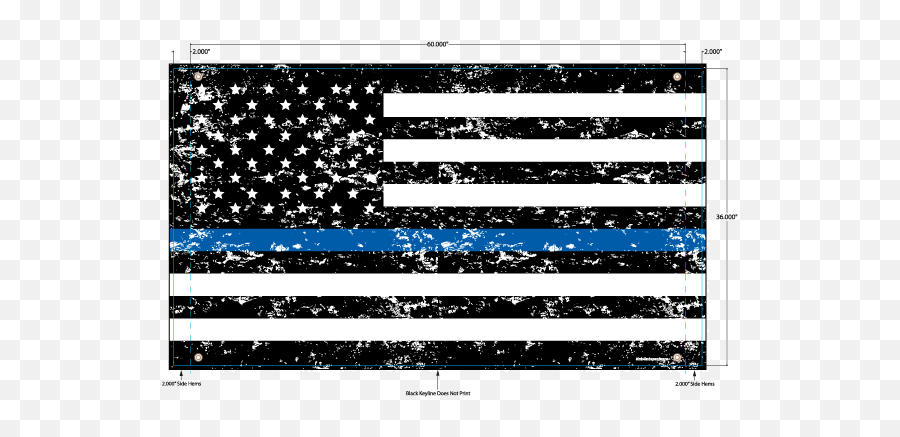Thin Blue Line American Flag Banner Png Grunge
