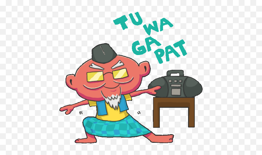 Stretching Grandpa Counts Tu Wa Ga Pat In Indonesian Sticker - Fictional Character Png,Grandpa Icon