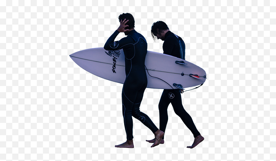 Wet Suits Carrying Surfboards - Person With Surfboard Png,Surfboard Png