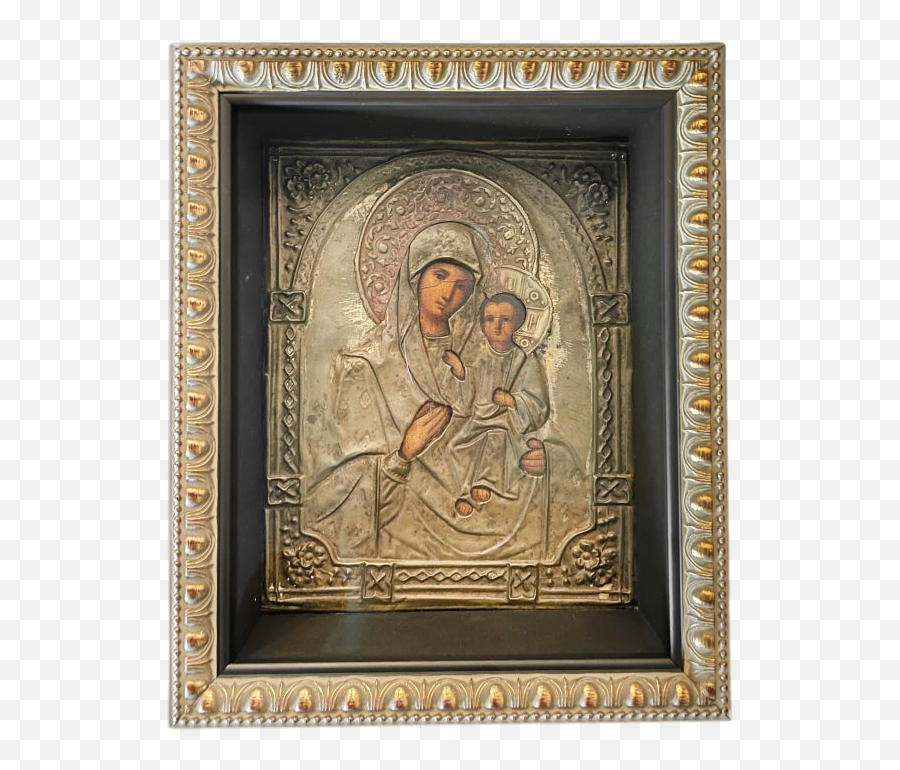 Mid 19th C Russian Icon Of Mary And Jesus - Picture Frame Png,Jesus Greek Icon