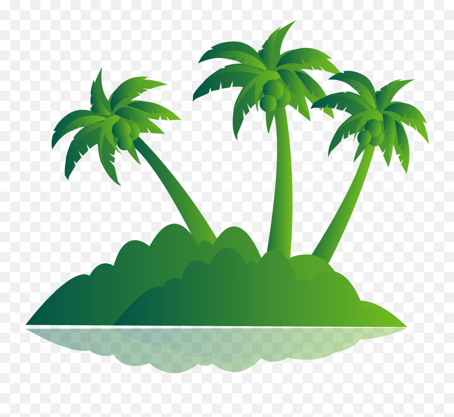 White Library Green Palm Tree Island - Green Vector Palm Tree Png,Black And White Tree Png