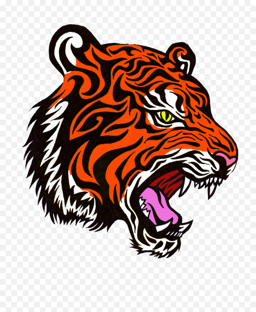 Color Tattoo Png File Images - Tiger Tattoo To Draw,Tiger Face Png