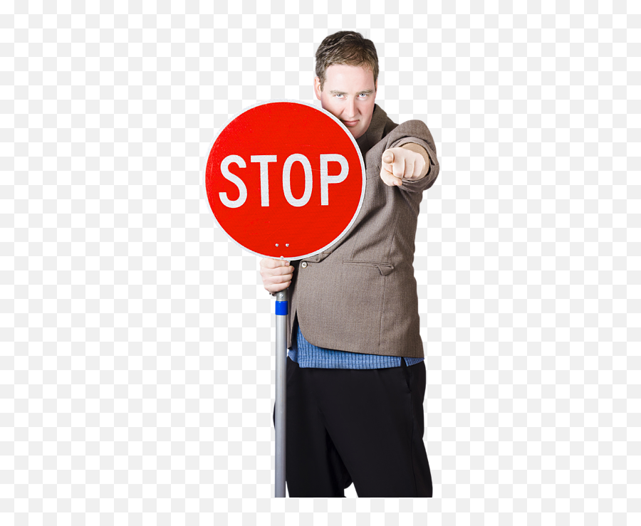 Isolated Man Holding Red Traffic Stop Sign Tote Bag - Man Holding Up Stop Sign Png,Stop Sign Transparent